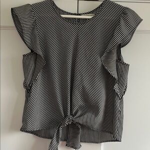Black and White Striped Women's Top